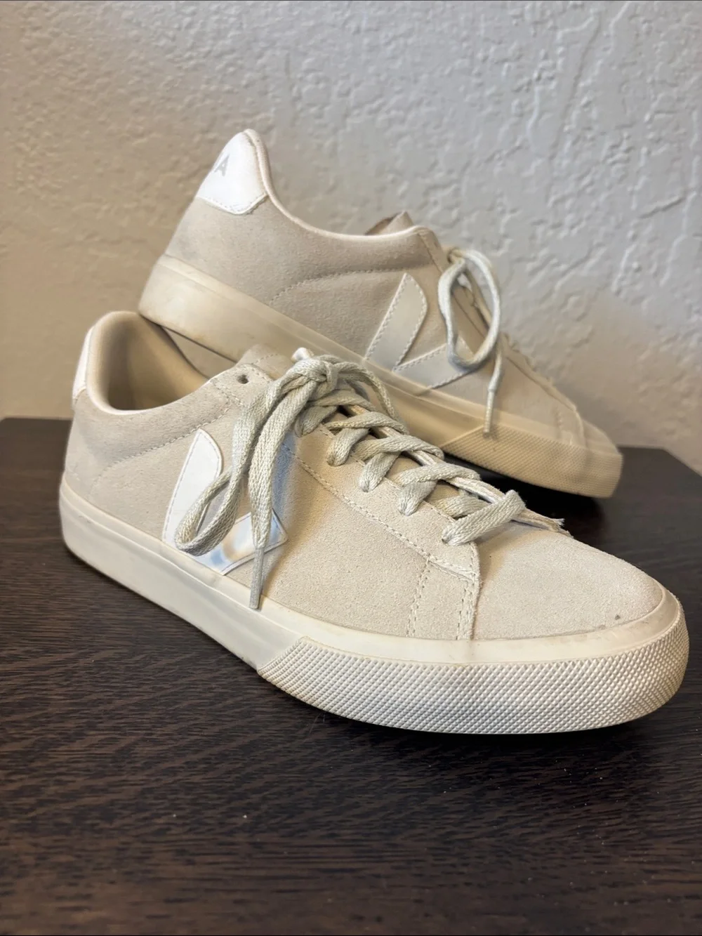 Veja Women’s Campo Suede Low-Top Natural White Sneakers 8 - Picture 2 of 10